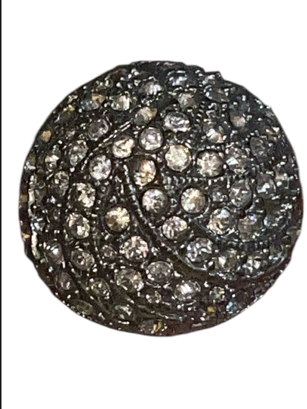 Vintage Art Deco Rhinestone Crystal Pavé Round Dome Silver Tone Ring size 6